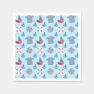 Serviette Jetable Partie nautique d'Ancre mignonne colorée de