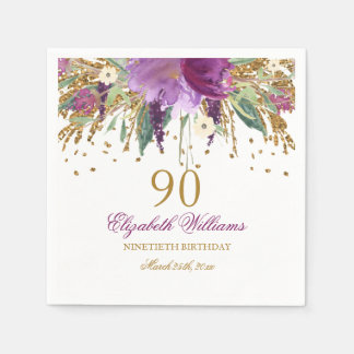 Serviette Jetable Parties scintillant florale Étincelant Améthyste 9