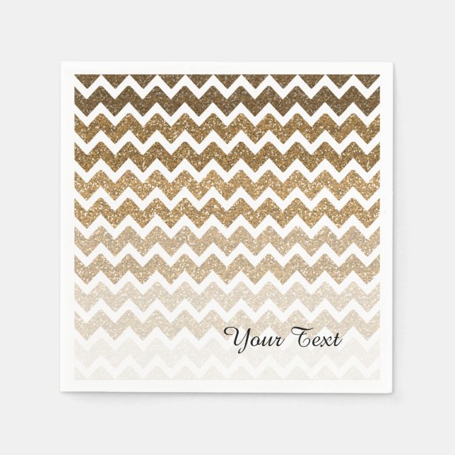 Serviette Jetable Parties scintillant Gold Faux Chevron Ombre (Devant)