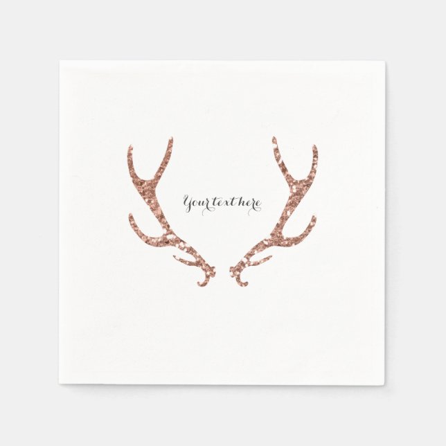 Serviette Jetable Parties scintillant rose Antlers rustiques Woodsy  (Devant)