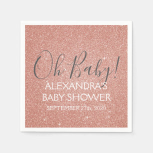 Serviette Jetable Parties scintillant Rose Rose Gold et étincelle Oh