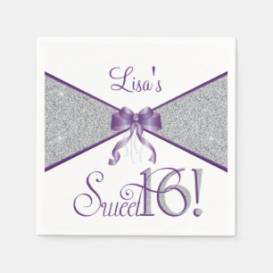 Serviette Jetable Parties scintillant, Sweet sixteen, serviettes vio