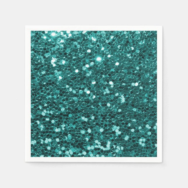Serviette Jetable Parties scintillant Turquoise chic Faux (Devant)