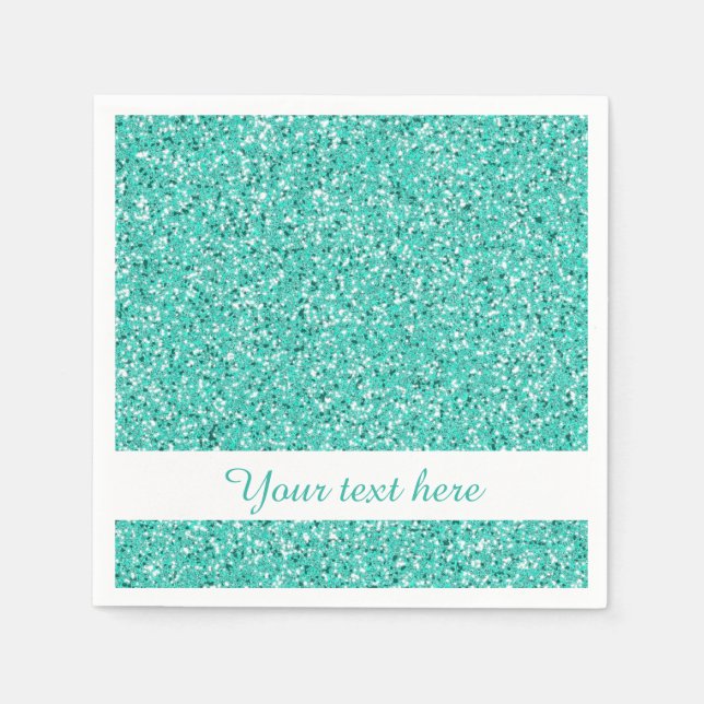 Serviette Jetable Parties scintillant Turquoise Ressemblant Avec Tex (Devant)