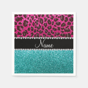Serviette Jetable Parties scintillantes nommées de turquoise de