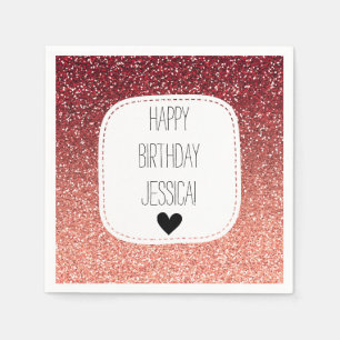 Serviette Jetable Parties scintillantes roses de corail de Faux