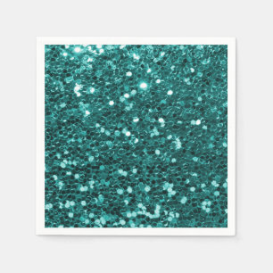 Serviette Jetable Parties scintillantes turquoises chics de Faux