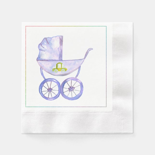 Serviette Jetable Pastel Lavender Baby Carriage serviettes (Devant)
