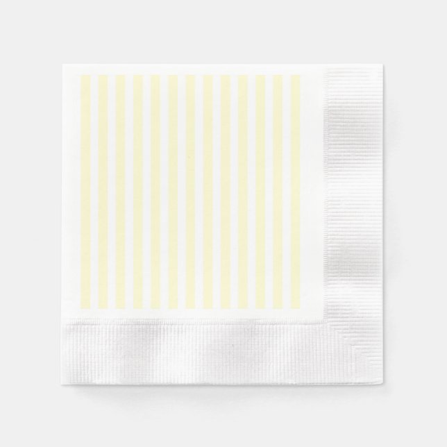 Serviette Jetable Pastel Lemon Yellow Stripes Blanches Pale Jaune (Devant)