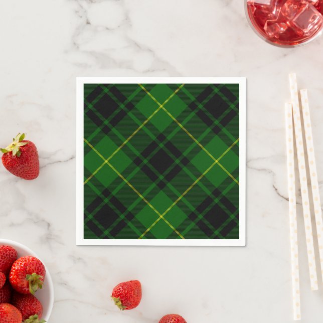 Serviette Jetable Pâte verte de tartan MacArthur (En situation)