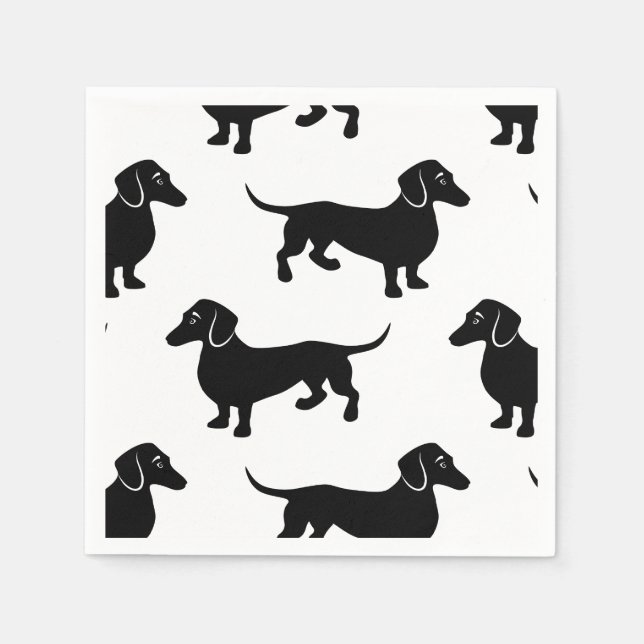 Serviette Jetable Patters de Cute Black Dachshund (Devant)