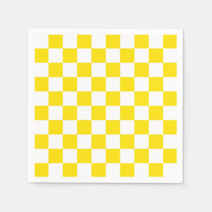 Serviette Jetable Patters de Yellow and White Checker Board
