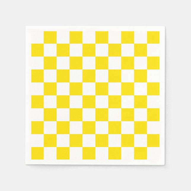 Serviette Jetable Patters de Yellow and White Checker Board (Devant)