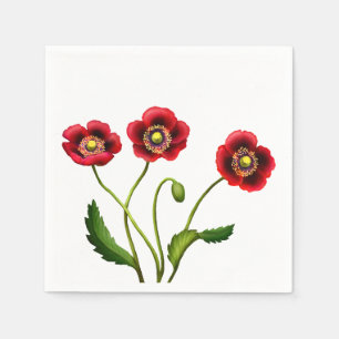 Serviette Jetable Pavot Rouge Jardin Fleurs Papier serviettes