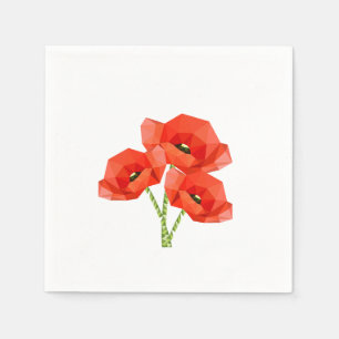 Serviette Jetable Pavots rouges d'origami