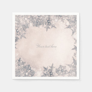 Serviette Jetable Pays des merveilles hivernales Crème Blanc Flocons