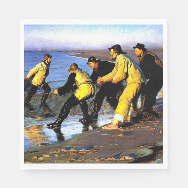 Serviette Jetable Pêcheurs sur la plage North de Skagen (Devant)