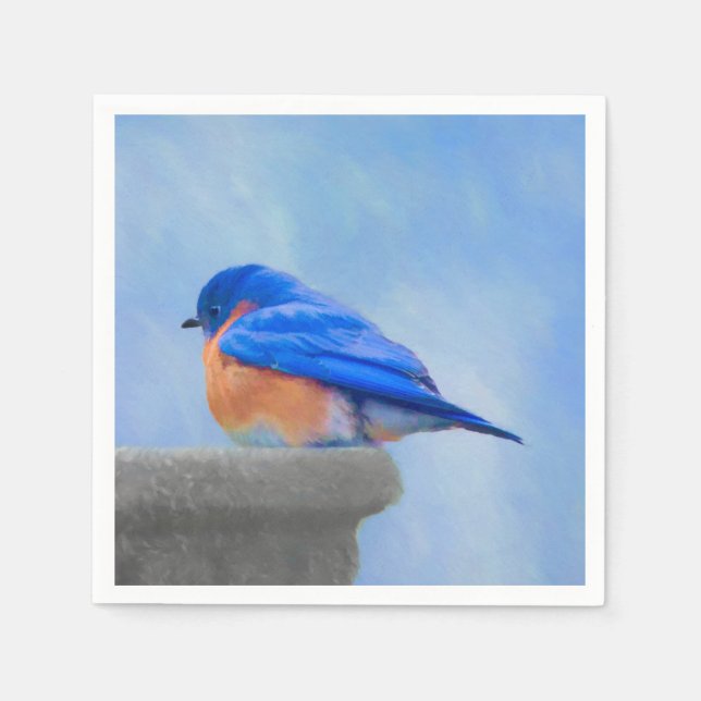 Serviette Jetable Peinture Bluebird - Art original pour oiseaux (Devant)