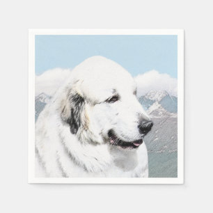 Serviette Jetable Peinture des Pyrénées - Art original du chien