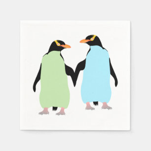 Serviette Jetable Penguins gay pride tenant les mains