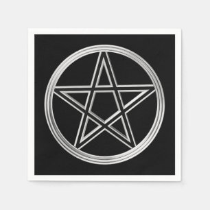 Serviette Jetable Pentagramme argenté