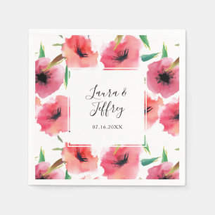 Serviette Jetable Pépites peintes rouges Mariage floral