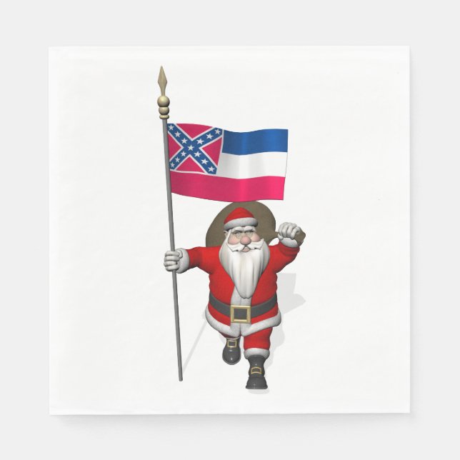Serviette Jetable Père Noël Avec Drapeau Du Mississippi (Devant)