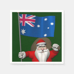 Serviette Jetable Père Noël Avec L'Ensigne D'Australie