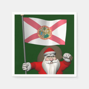 Serviette Jetable Père Noël Avec L'Ensigne De Floride