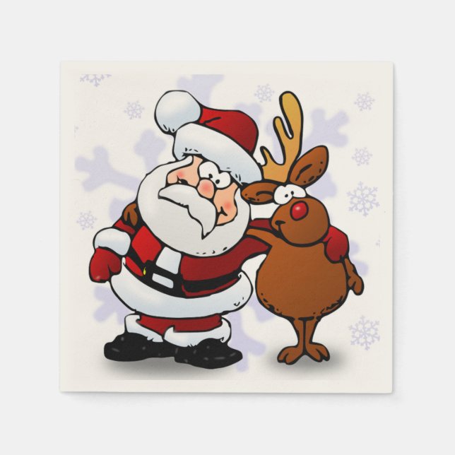 SERVIETTE JETABLE PÈRE NOËL ET RUDOLPH (Devant)