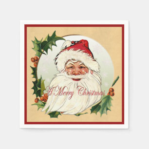 Serviette Jetable Père Noël vintage dans le cadre