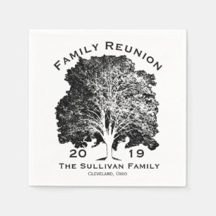 Serviette Jetable Personnalisé Votre Nom Famille Réunion Arbre en Ch