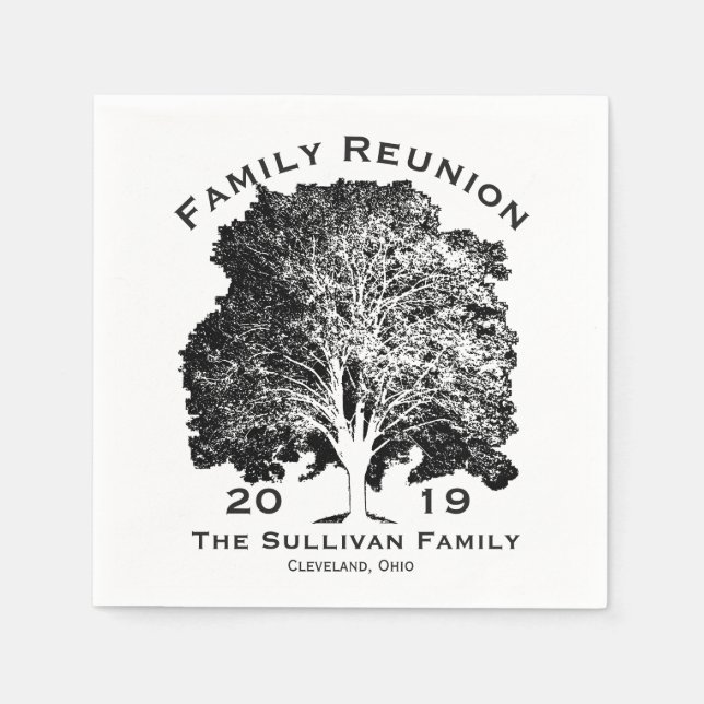 Serviette Jetable Personnalisé Votre Nom Famille Réunion Arbre en Ch (Devant)