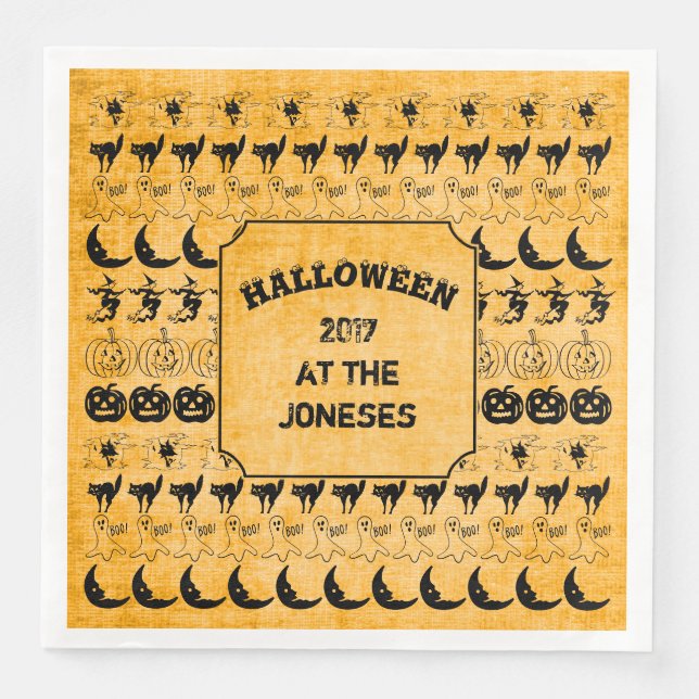 Serviette Jetable Personnaliser : Art de la police d'Halloween noir/ (Devant)