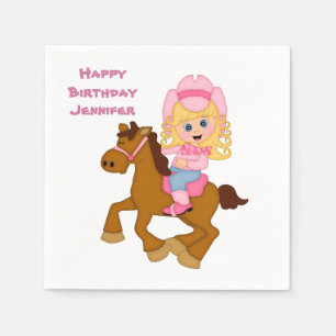Serviette Jetable Petit anniversaire de cow-girl et de poney