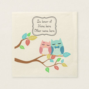 Serviette Jetable Petit couple de chouettes