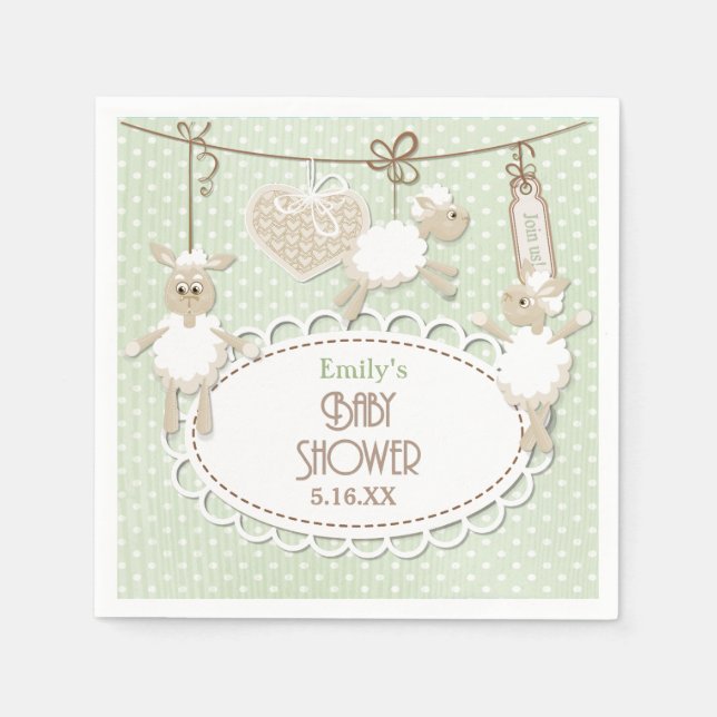 Serviette Jetable Petits jouets en agneau en papier Baby shower serv (Devant)