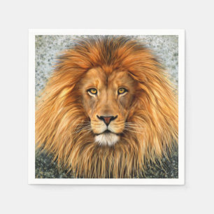 Serviette Jetable Photo de lion Peinture image