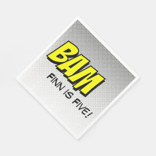 Serviette Jetable Pingouins de pingouins de super-héros Jaune "Bam" 