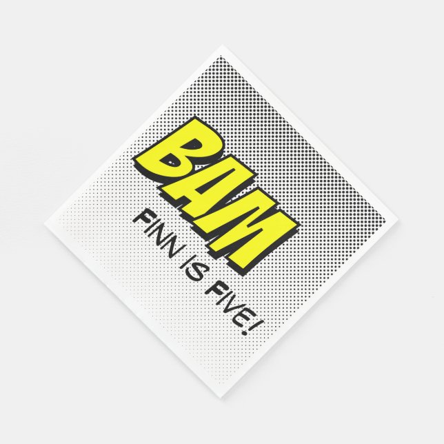 Serviette Jetable Pingouins de pingouins de super-héros Jaune "Bam"  (Coin)