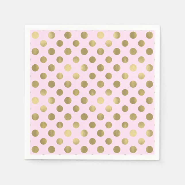 Serviette Jetable Pink Gold Polka Dot Anniversaire (Devant)