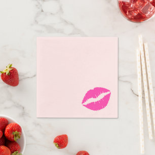 Serviette Jetable Pink Listick Kiss Imprimer