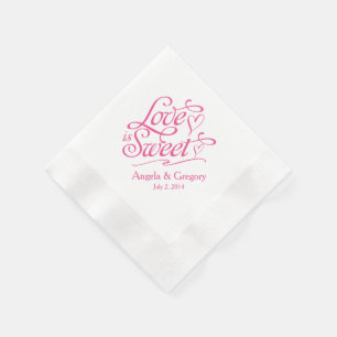 Serviette Jetable Pink Love is Sweet Candy Dessert Buffet Mariage