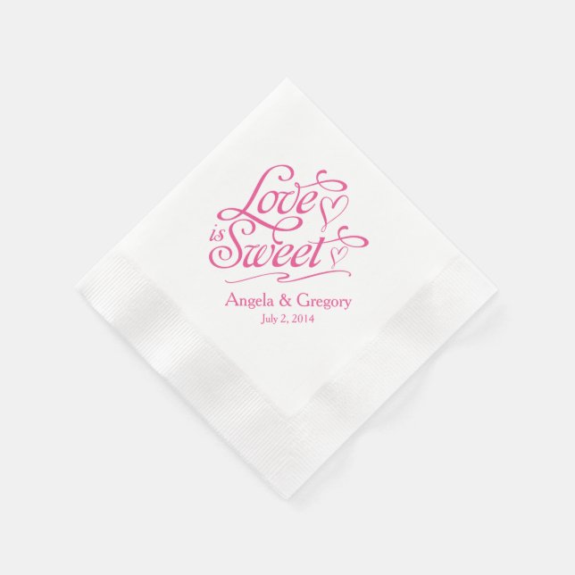 Serviette Jetable Pink Love is Sweet Candy Dessert Buffet Mariage (Coin)