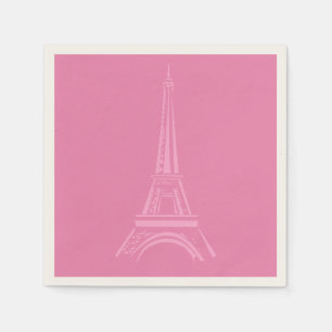 Serviette Jetable Pink Paris Tour Eiffel Papier