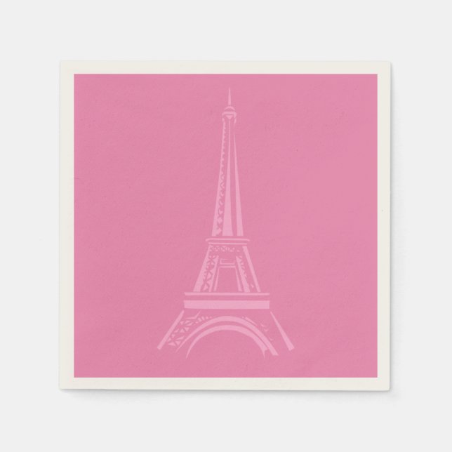 Serviette Jetable Pink Paris Tour Eiffel Papier (Devant)