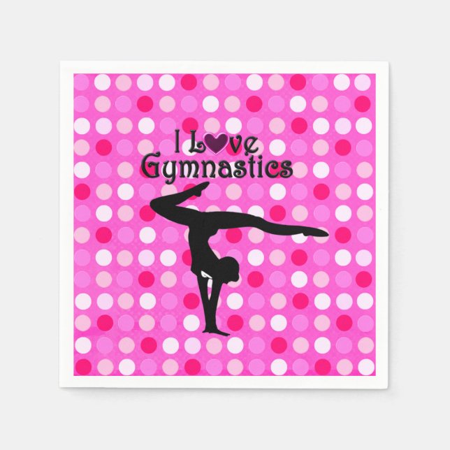 SERVIETTE JETABLE PINK POLKA DOT J'AIME LE PAPIER GYMNASTICS NAPKINS (Devant)