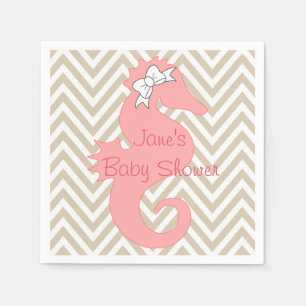 Serviette Jetable Pink Seahorse Beach Baby shower à thème serviettes
