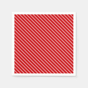 Serviette Jetable Pinstripes diagonales - rouge profond et blanc
