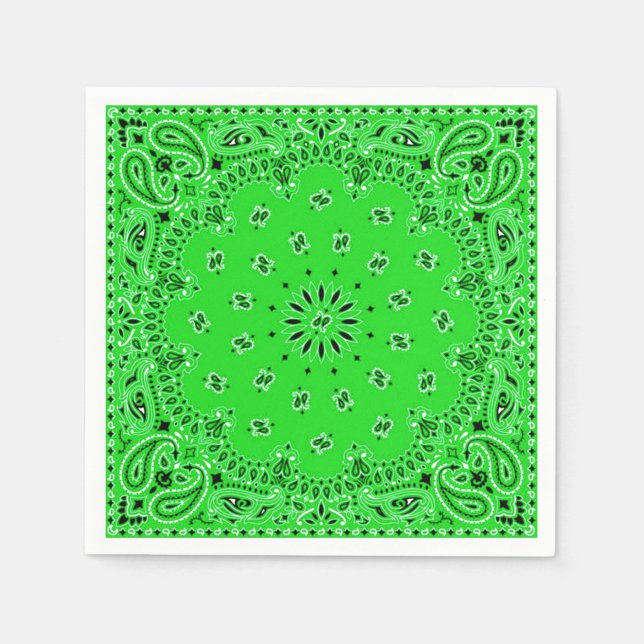 Serviette Jetable Pique-nique Paisley Bandana Scarf BBQ Spring Green (Devant)